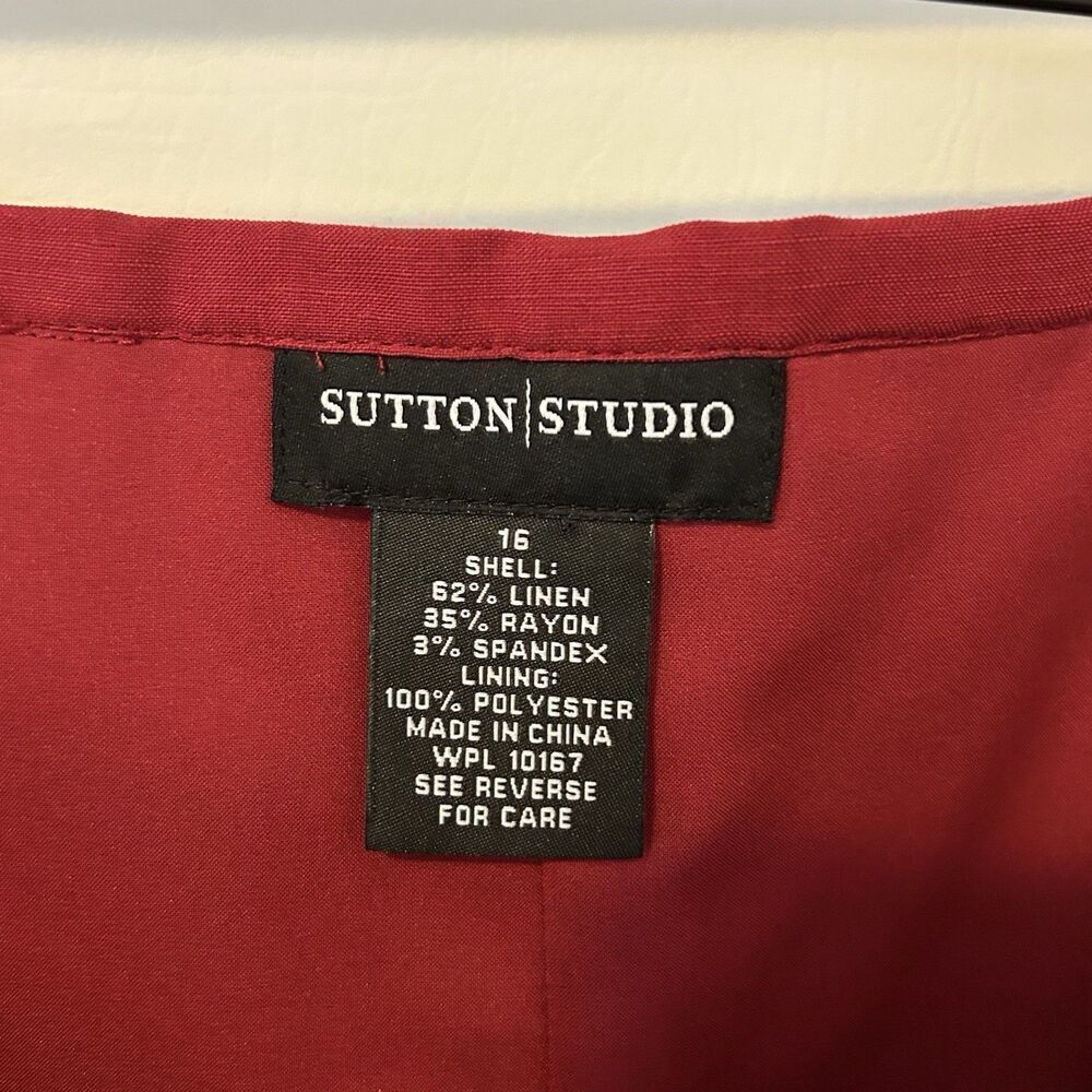 SUTTON STUDIO MAXI Skirt Size 16 Red Linen Rayon Mermaid Pleats NWT Classic - Picture 9 of 10
